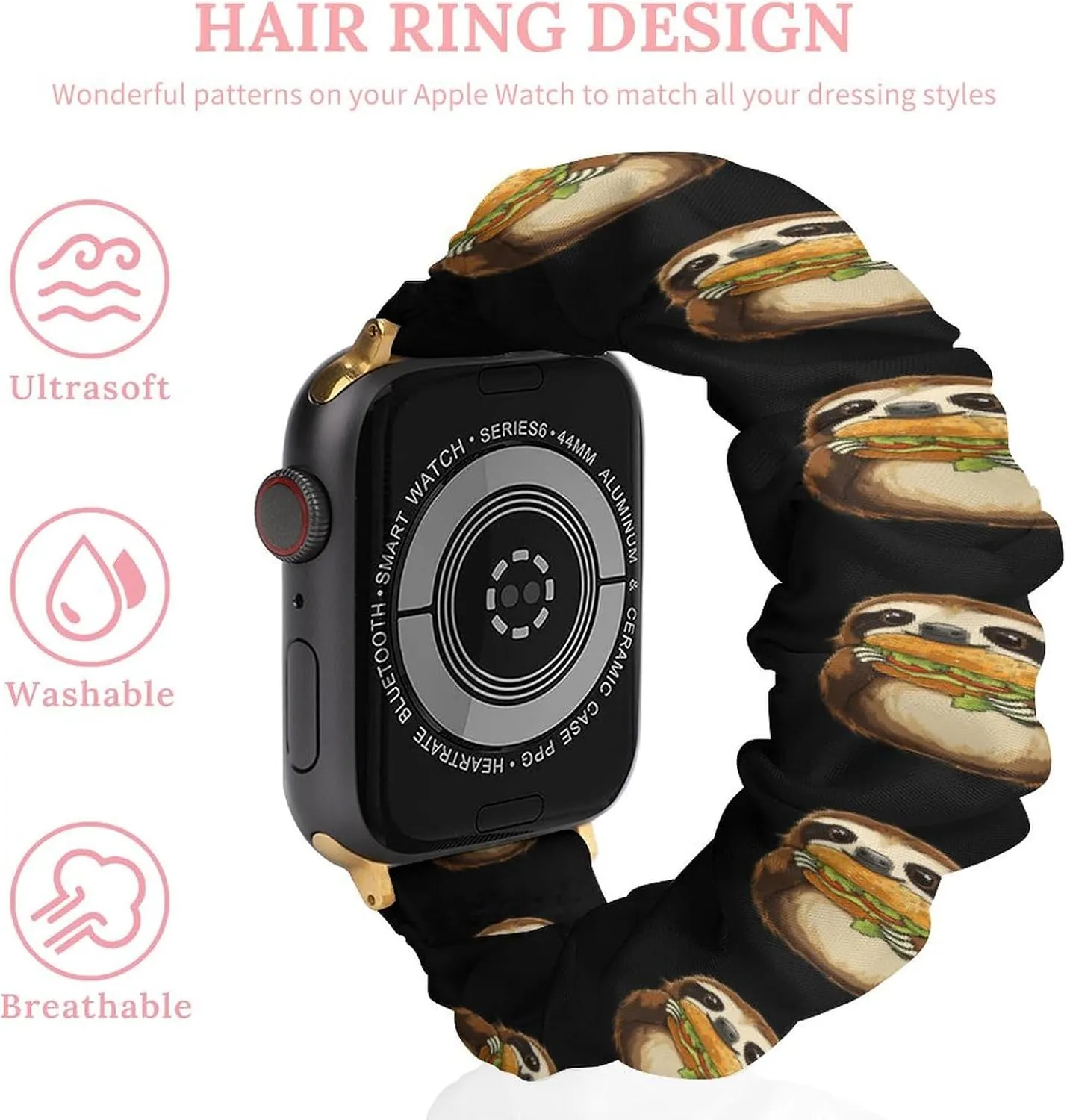 Sloth Eating A Sandwich Fashion Watch Strap Scrunchies Wristbands Compatible With IWatch Series