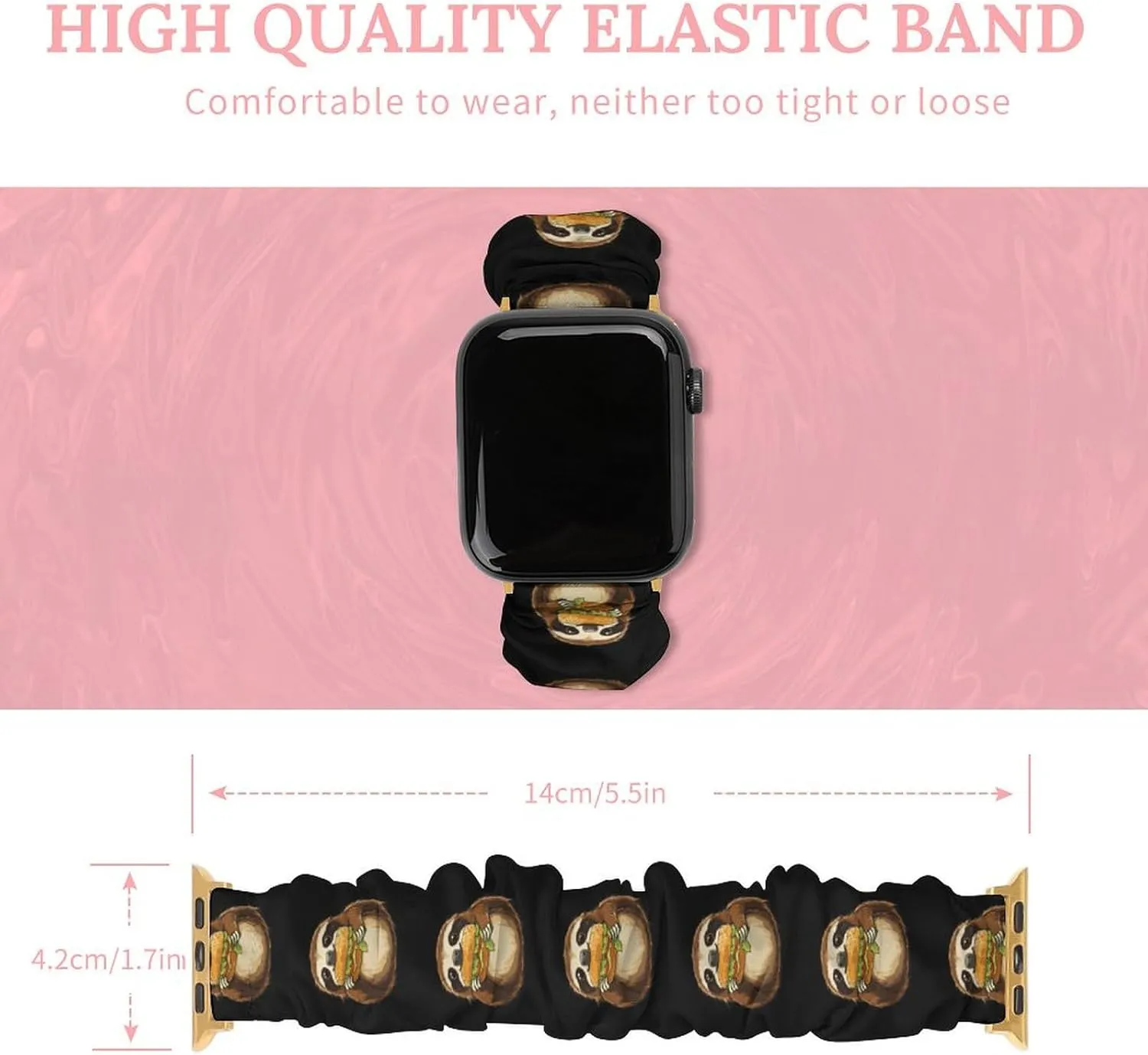 Sloth Eating A Sandwich Fashion Watch Strap Scrunchies Wristbands Compatible With IWatch Series