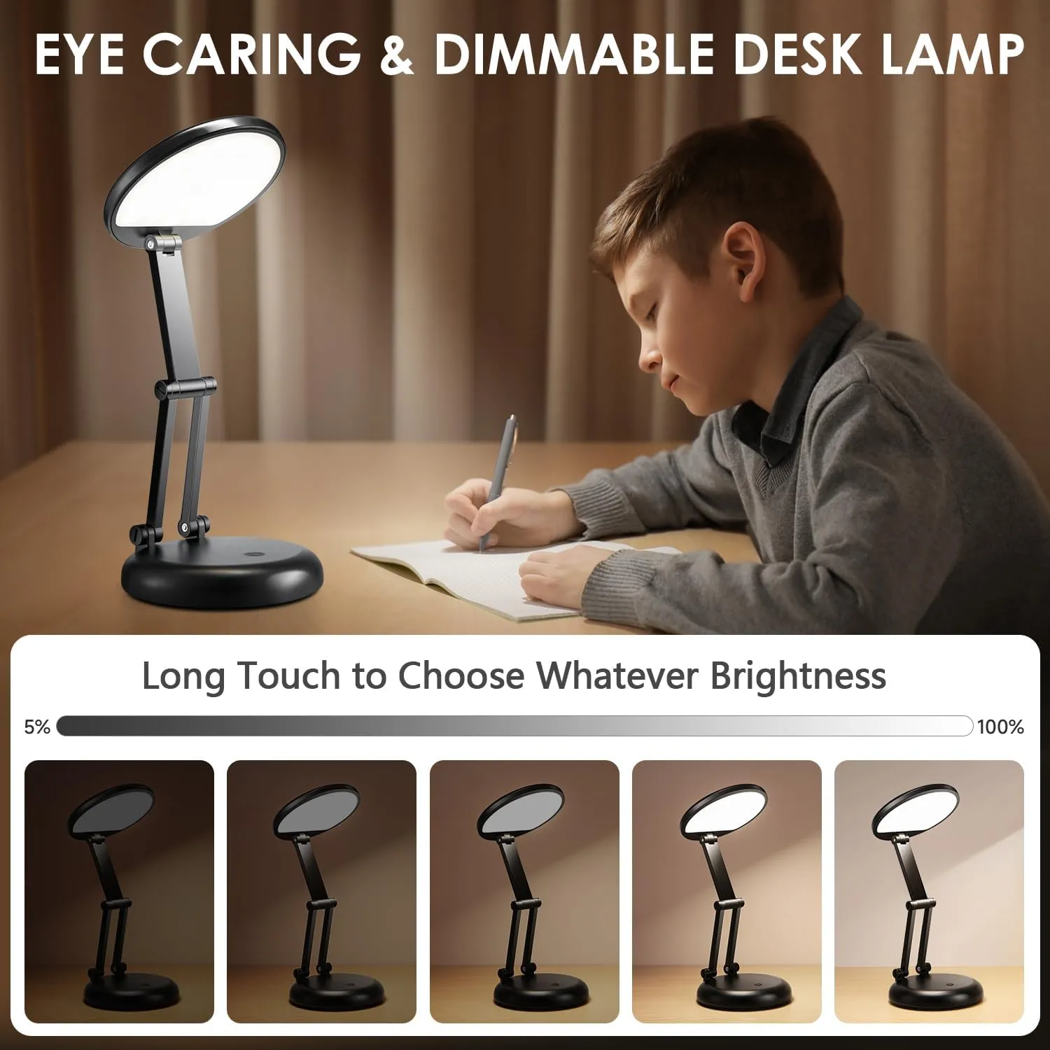 Small Table Lamp Rechargeable 3600mAh, Foldable Cordless Table Lamps Rechargeable, Portable & Dimmable Desk Lamps for Home Office, 9 Brightness Rechargeable Table Lamps,LED Desk Light Table Desk Light