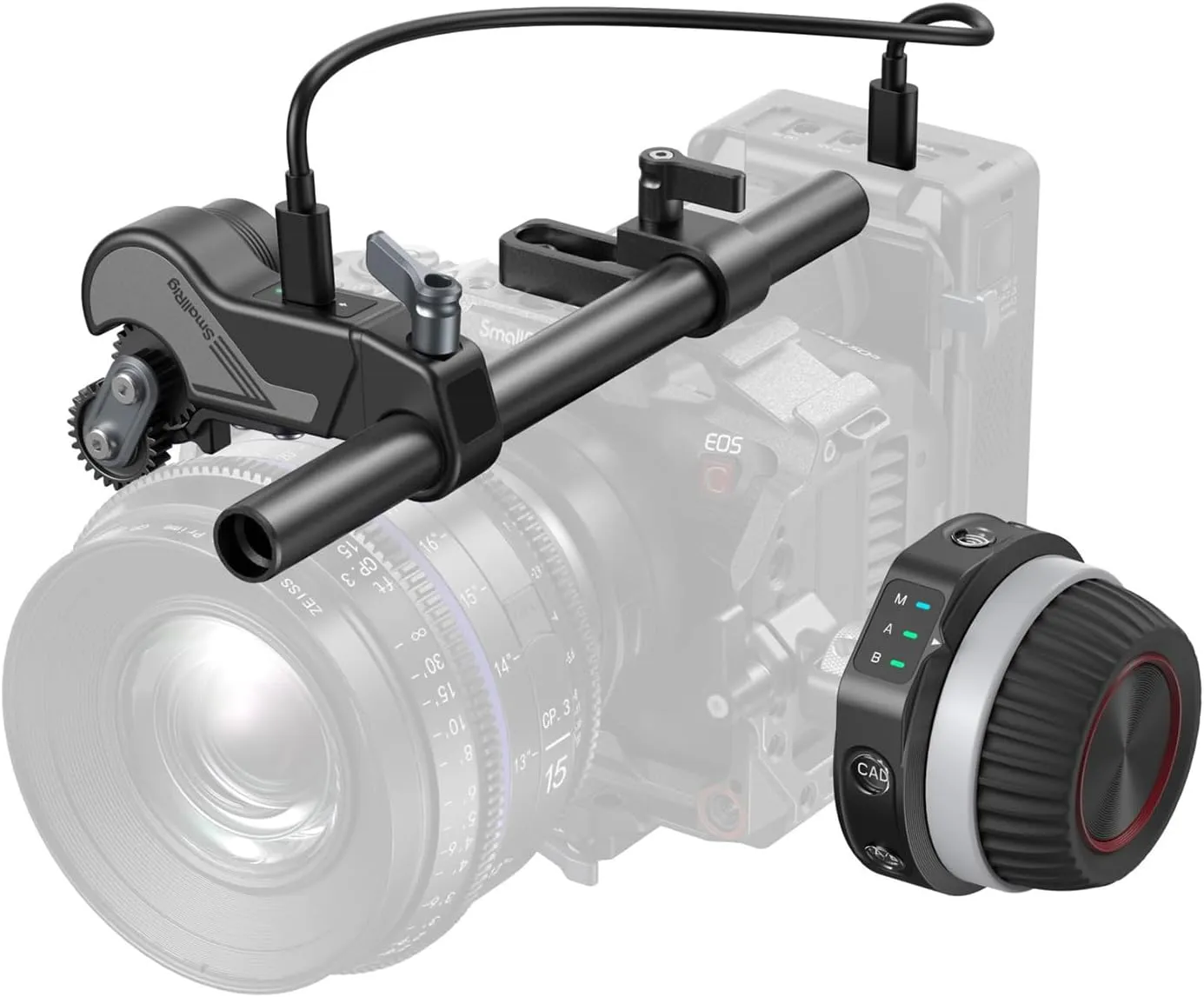 SmallRig Wireless Follow Focus Kit (Lite) with Handwheel Controller & Receiver Motor, A/B Stops & 15mm Rod Clamp, Compact Design, Widely Compatible with Cinema and Zoom Lenses with High Damping - 4296