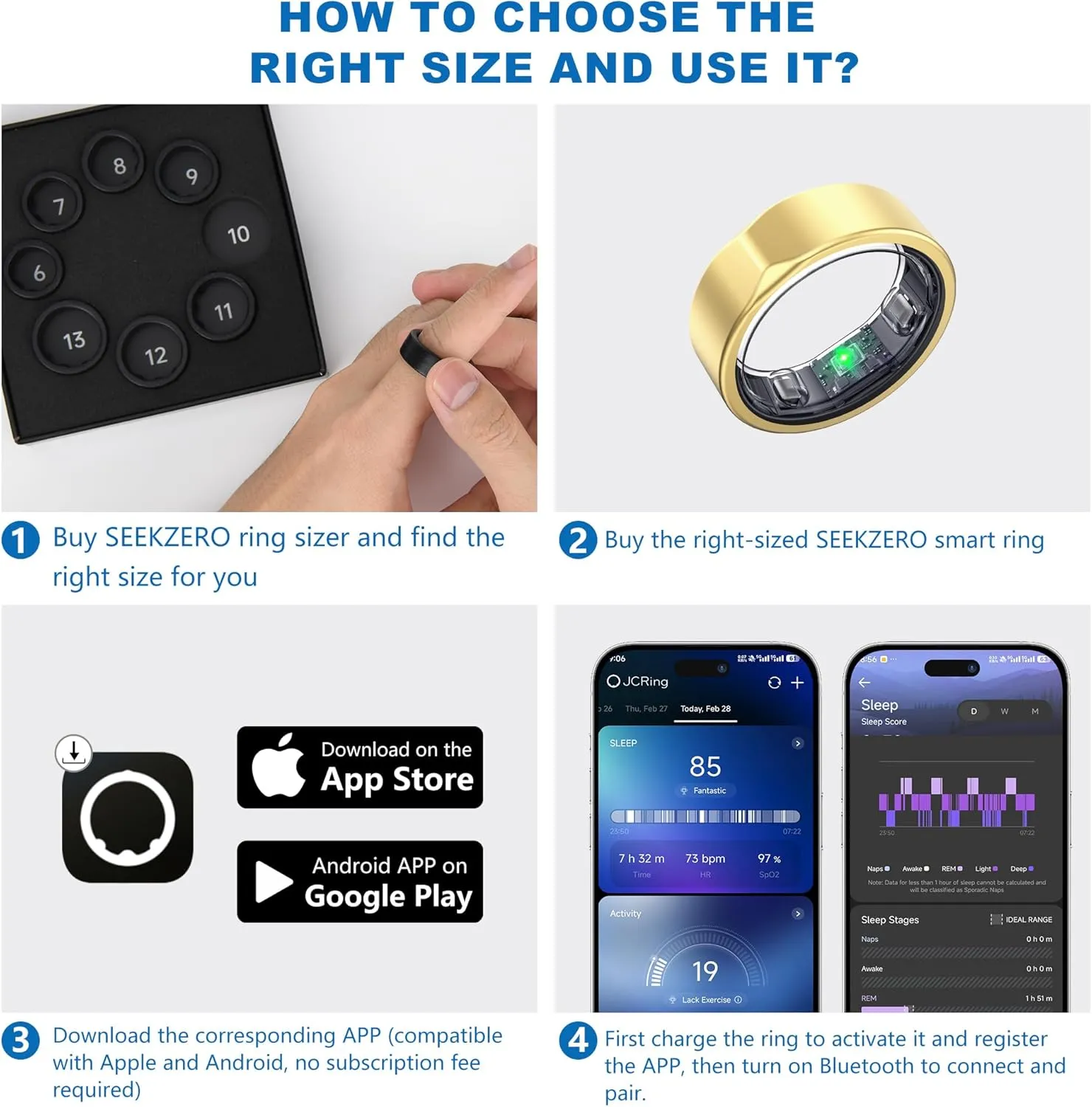 Smart Ring-Size First Before You Buy, No APP Subscription,7-10 Days of Use,Sleep & Activity Real-Time Monitor, Stress/Heart Rate/SPO₂ Tracker, Compatible with iOS and Android (Rose Gold, 10)