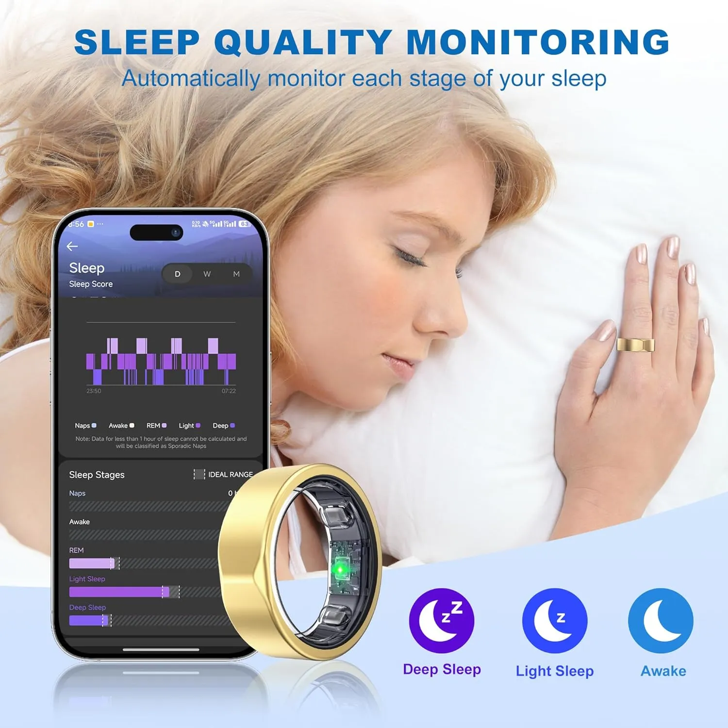 Smart Ring-Size First Before You Buy, No APP Subscription,7-10 Days of Use,Sleep & Activity Real-Time Monitor, Stress/Heart Rate/SPO₂ Tracker, Compatible with iOS and Android (Rose Gold, 10)