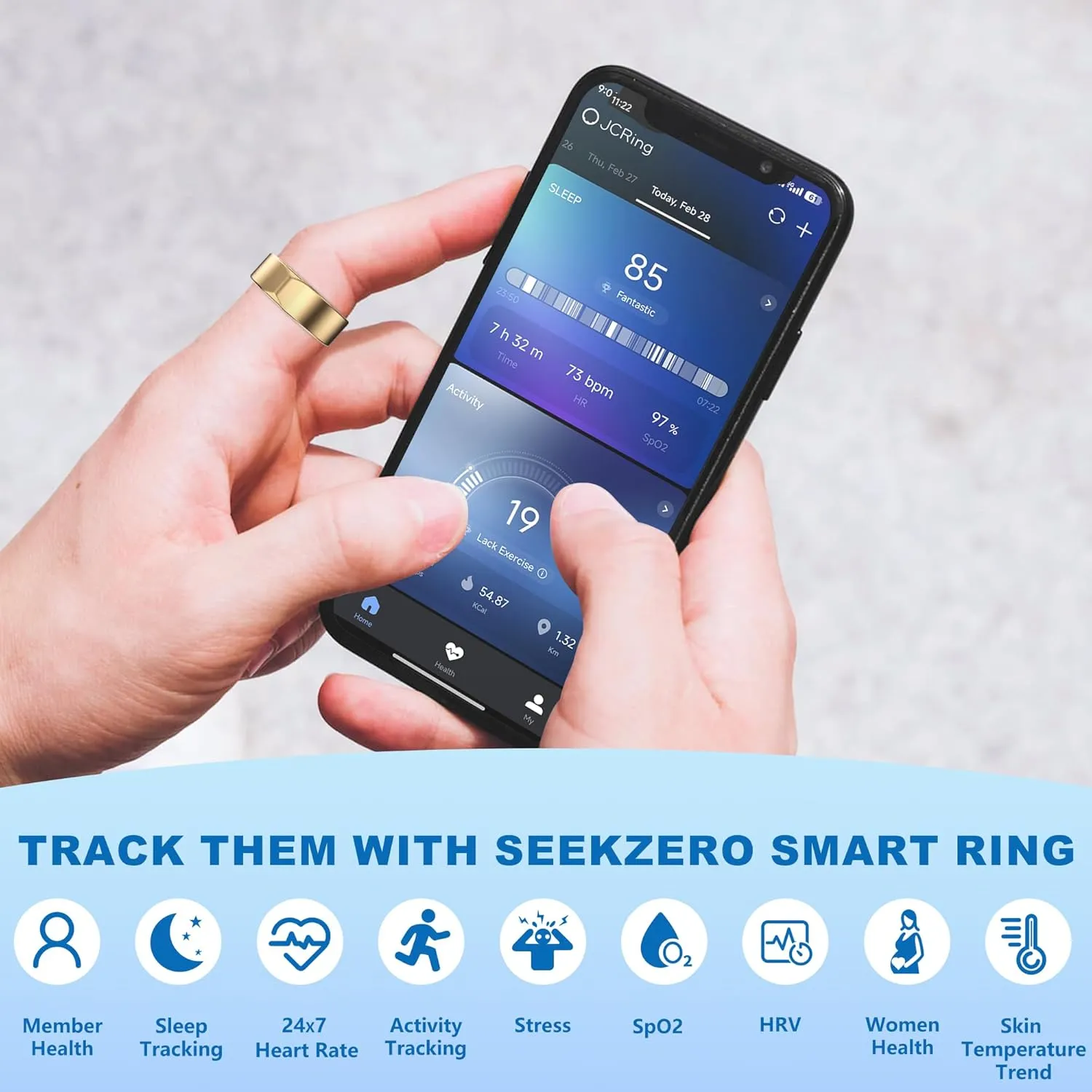Smart Ring-Size First Before You Buy, No APP Subscription,7-10 Days of Use,Sleep & Activity Real-Time Monitor, Stress/Heart Rate/SPO₂ Tracker, Compatible with iOS and Android (Rose Gold, 10)