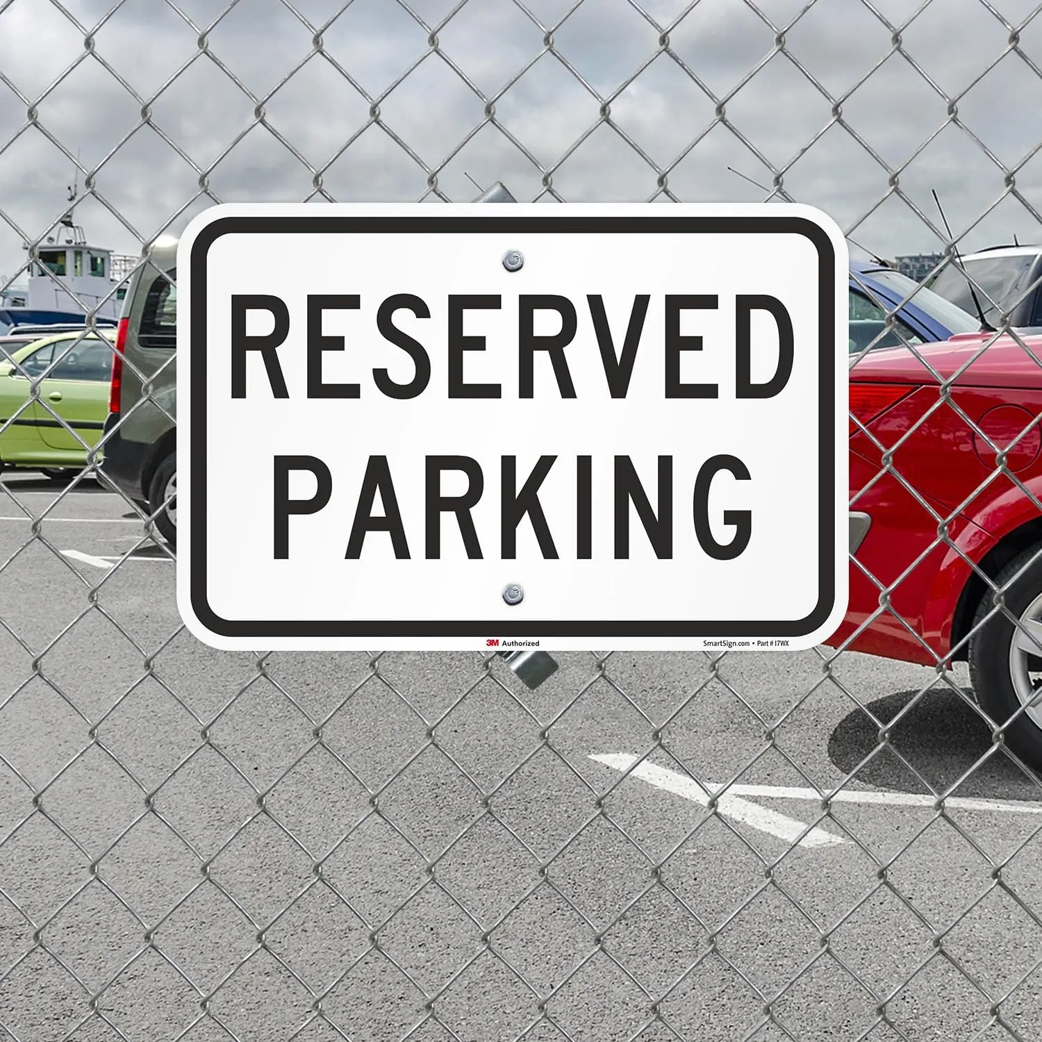 SmartSign 2-Pack 'Reserved Parking' Sign, 12" x 18", 63 mil Rustproof Aluminum for Outdoors, 3M Laminated Engineer Grade Reflective Material, Fade-Resistant, Rounded Corners, Black/White, USA-Made