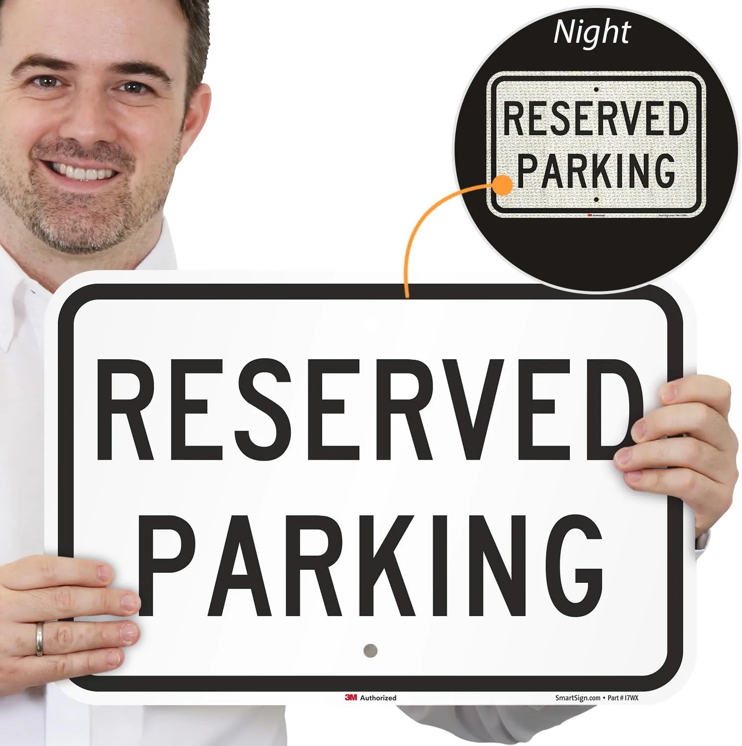 SmartSign 2-Pack 'Reserved Parking' Sign, 12" x 18", 63 mil Rustproof Aluminum for Outdoors, 3M Laminated Engineer Grade Reflective Material, Fade-Resistant, Rounded Corners, Black/White, USA-Made