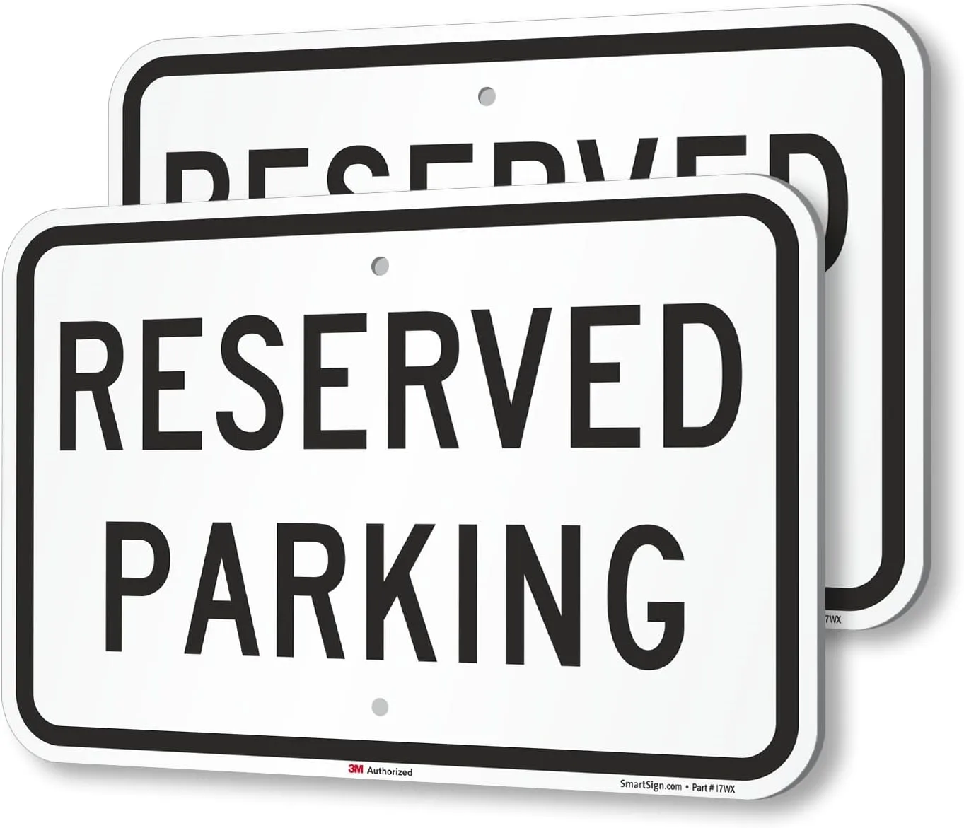 SmartSign 2-Pack 'Reserved Parking' Sign, 12" x 18", 63 mil Rustproof Aluminum for Outdoors, 3M Laminated Engineer Grade Reflective Material, Fade-Resistant, Rounded Corners, Black/White, USA-Made