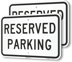 SmartSign 2-Pack 'Reserved Parking' Sign, 12" x 18", 63 mil Rustproof Aluminum for Outdoors, 3M Laminated Engineer Grade Reflective Material, Fade-Resistant, Rounded Corners, Black/White, USA-Made