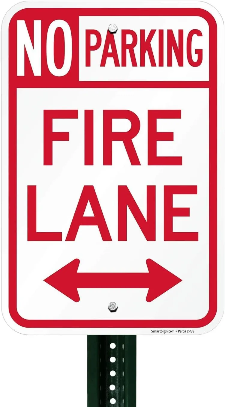 SmartSign "Fire Lane - No Parking" Official Colorado Sign with Bidirectional Arrow | 12" x 18" Aluminum