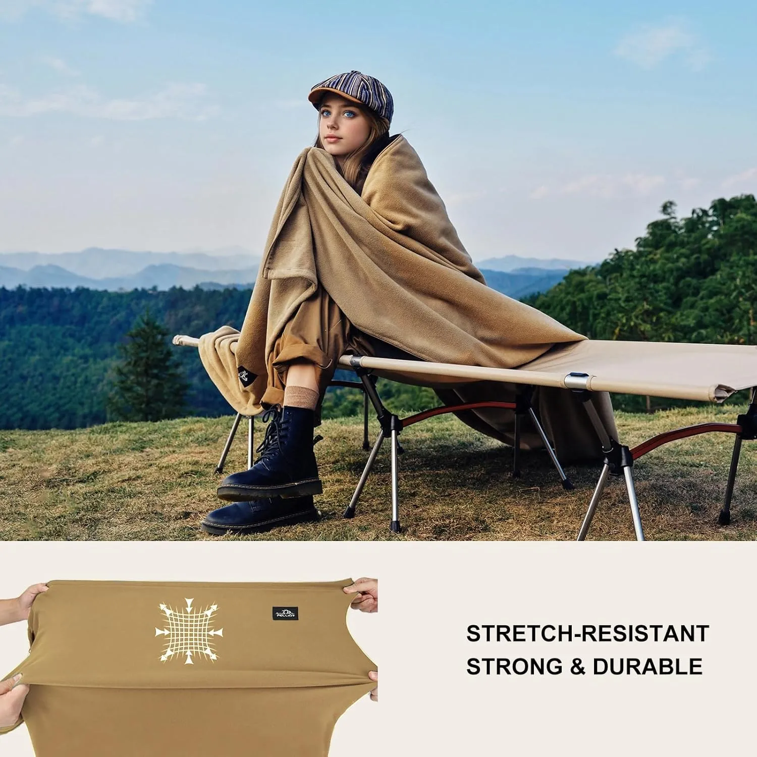 Soft Camping Blanket Cozy Sleeping Bag Warm Ultralight Camping Quilt Washable Portable Compact Blanket Indoor & Outdoor Blanket for Hiking Concerts Beach Trips,73"x29" Caramel