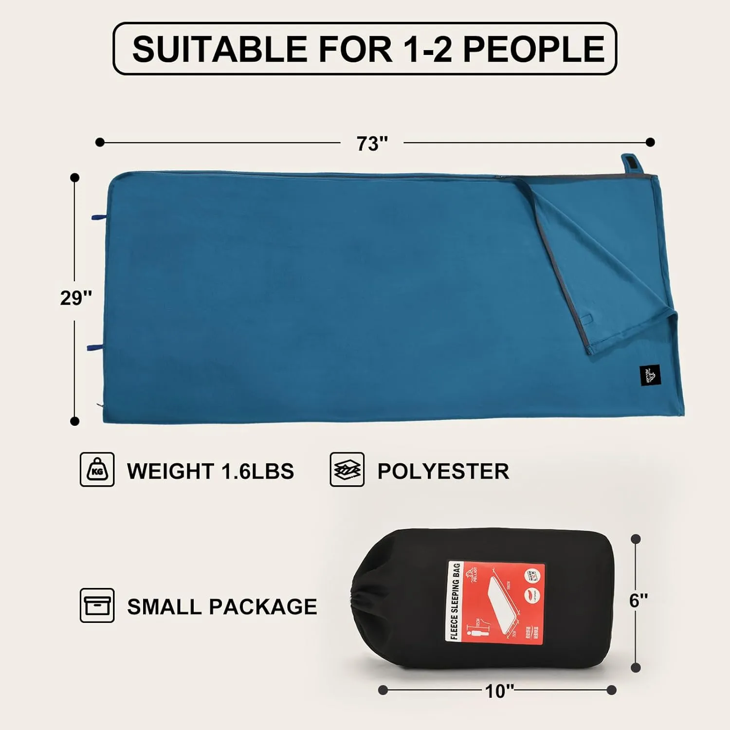 Soft Camping Blanket Cozy Sleeping Bag Warm Ultralight Camping Quilt Washable Portable Compact Blanket Indoor & Outdoor Blanket for Hiking Concerts Beach Trips,73"x29" Peacock Blue