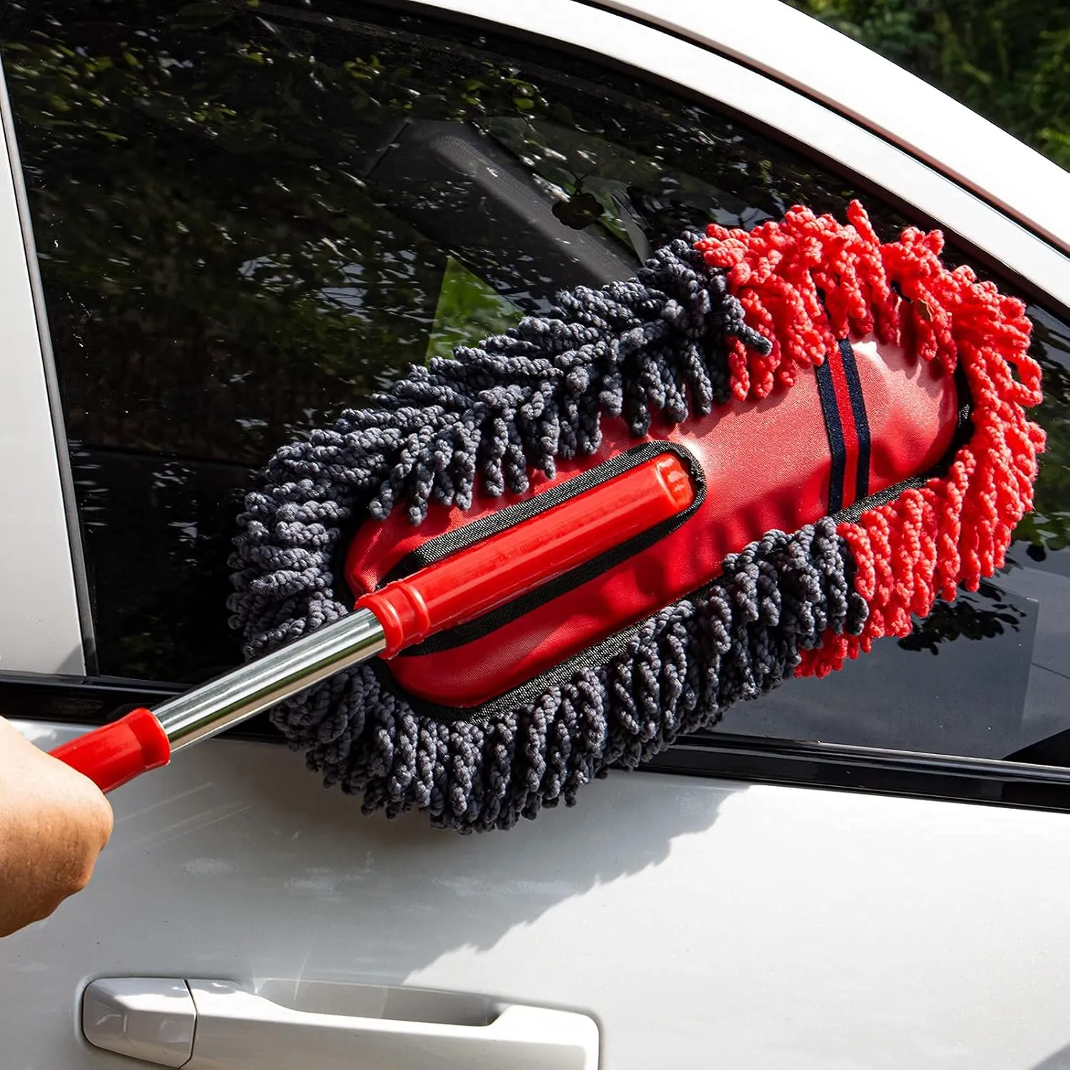 Soft Microfiber Car Duster Exterior Scratch Free Multipurpose Duster with Extendable Handle Duster for Car, Truck, SUV, RV and Motorcycle