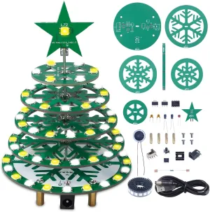 Soldering Projects, PEMENOL DIY Tree Soldering Practice Kit, 73 Pcs WS2812B RGB LEDs with 6 Types of Light Effects Music for Desktop Decoration College