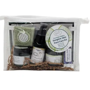 Songline Anti-Aging Face Care Kit, Hydrating Skin Care Set with Pure Emu Oil, Emu Oil Goat Milk Soap, Face Cream and Exfoliating Scrub, Lip Balm, Travel Size - Cucumber Waters Natural Scent