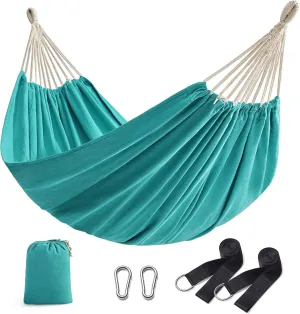 SONGMICS Double Hammock, 98.4 x 59.1 Inches, 660 lb Load Capacity, with Compression Bag, Mounting Straps, Carabiners, for Terrace, Balcony, Garden, Outdoor, Camping, Turquoise UGDC15BU