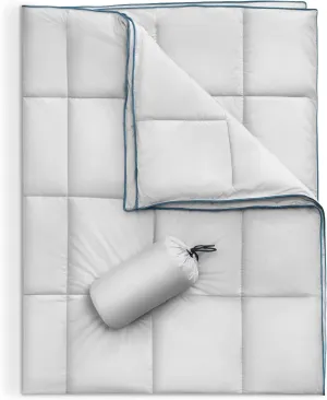Sonive Blanket 80x84, Packable Compact Blanket Weatherproof Outdoor Down Alternative Throw Puffy Warm Quilt for Camping, Hiking, Backpacking, Picnic, Stadium Light Gray