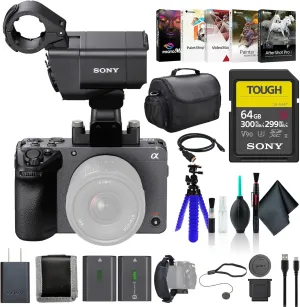 Sony FX30 Digital Cinema Camera with XLR Handle Unit ILME-FX30, 64GB SF-G Tough Card, Bag, NP-FZ100 Compatible Battery, External Charger, Corel Photo Software, Flex Tripod, and More