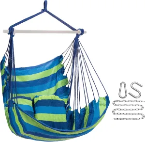 Sorbus Stylish Swing Chair - Fine Cotton Weave for Super Comfort & Durability - Hanging Hammock Chair w/2 Seat Cushions- Portable Outdoor Hanging Chair w/Hardware Kit - Indoor Outdoor Use - Max 265lbs