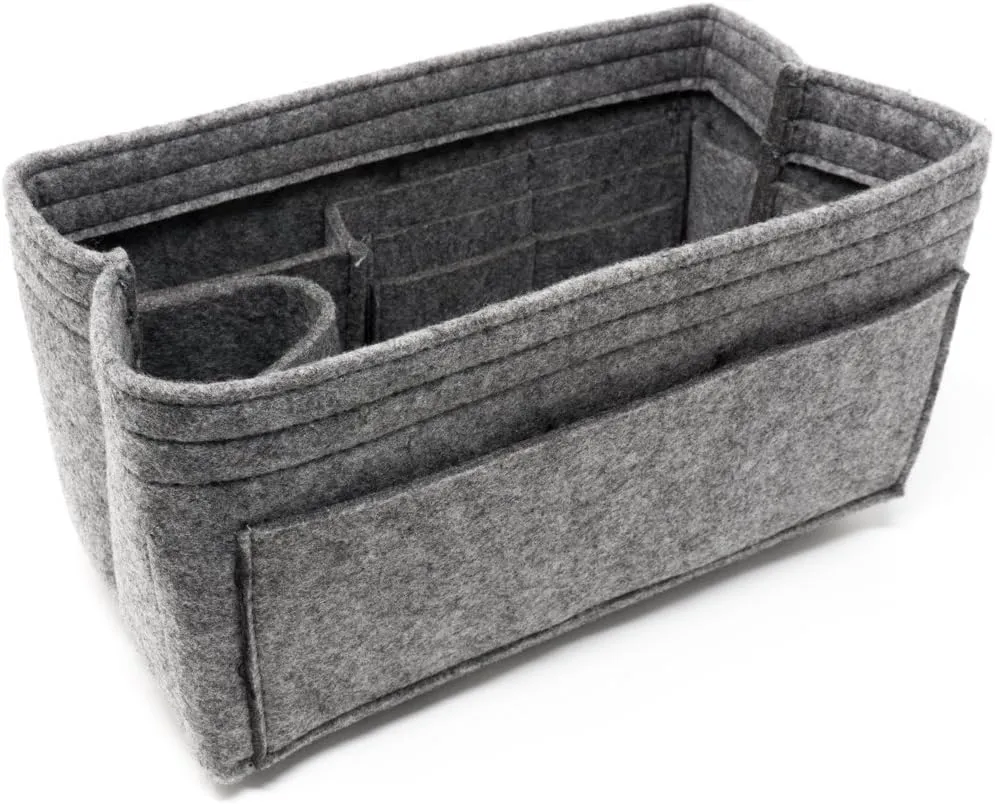 SORTE. Lightweight Felt Purse Insert Organizer With Credit Card Slots For Handbag & Tote Bag… (Grey)