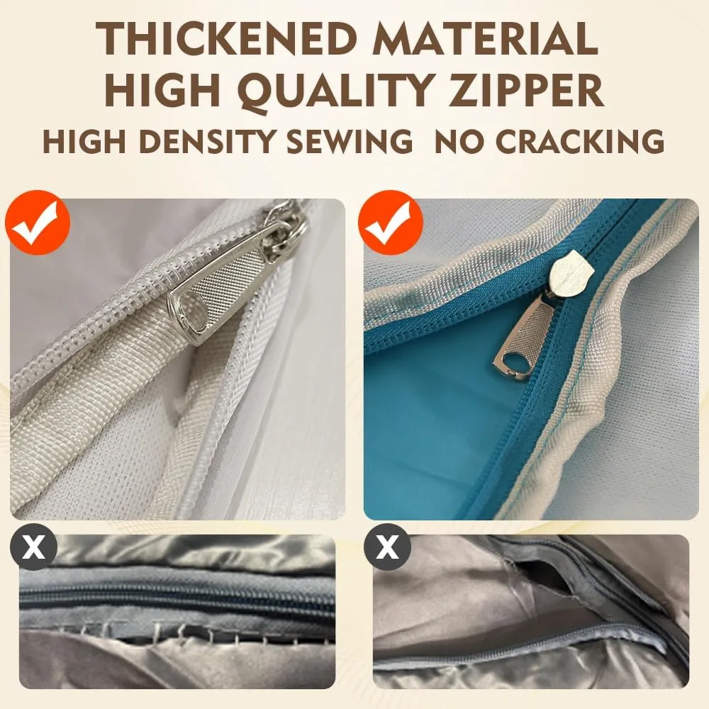 Space saver bag,for quilts, duvets or other fluffy clothing.Measures 21"L x 16.5"W x 21.2"H when unfolded and 21"L x 16.5"W x 10"H when compressed.Light Gray.