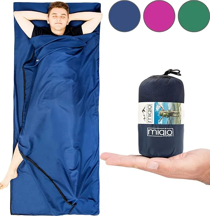 Sport 2-in-1 Sleeping Bag Liner and XL Sized Travel Sheet - Ultra Lightweight Sleep Liner Double Travel Bed Sheet - Inlett Inlay