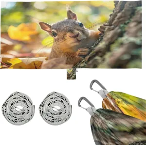 Squirrel Peeking Pattern Camping Hammock, 330 lbs with 2 Tree Straps, Carry Bag, Single Portable Hammock for Outdoor/Indoor, Hiking, Beach, Backpacking, Travel