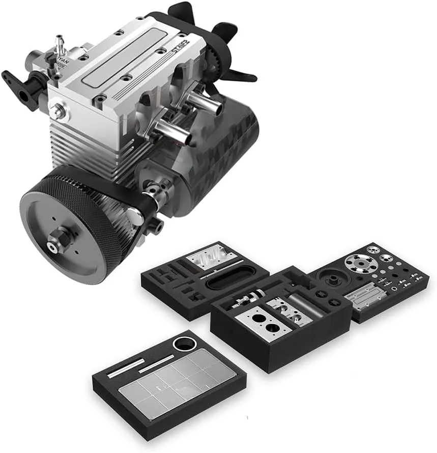 ST-NF2 Engine DIY That Runs, SEMTO L2 Inline 2-Cylinder Air-Cooled Assembly Engine with Starter Kit, Science Educational Set for Adults & Teens