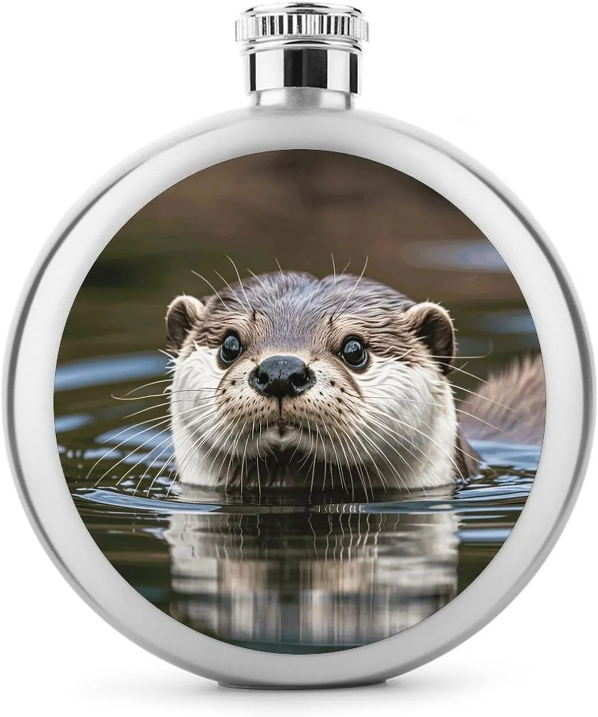 Stainless Steel Wine Bottle Liquor Container Cute Otter Print Leak Proof Hip Flask Durable for Camping Hiking Travel Festivals
