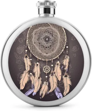 Stainless Steel Wine Bottle Liquor Container Dream Catcher Print Leak Proof Hip Flask Durable for Camping Hiking Travel Festivals