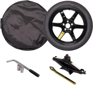 StanceMagic Complete Spare Wheel and Tire Compatible with 2017  Tesla Model 3 Performance Trim with 20" Wheels - Includes 18x4 Rim, 135/80R18 Tire, Scissor Jack, Tire Iron, Sockets, Carrying Bag