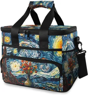Starry Sky Moon Starry Night Cooler Bag Insulated Cooler Soft Sided Cooler 24 Can Portable Picnic Bag Large Leakproof Lunch Bag Box for Beach Grocery Camping Travel Car Men Women