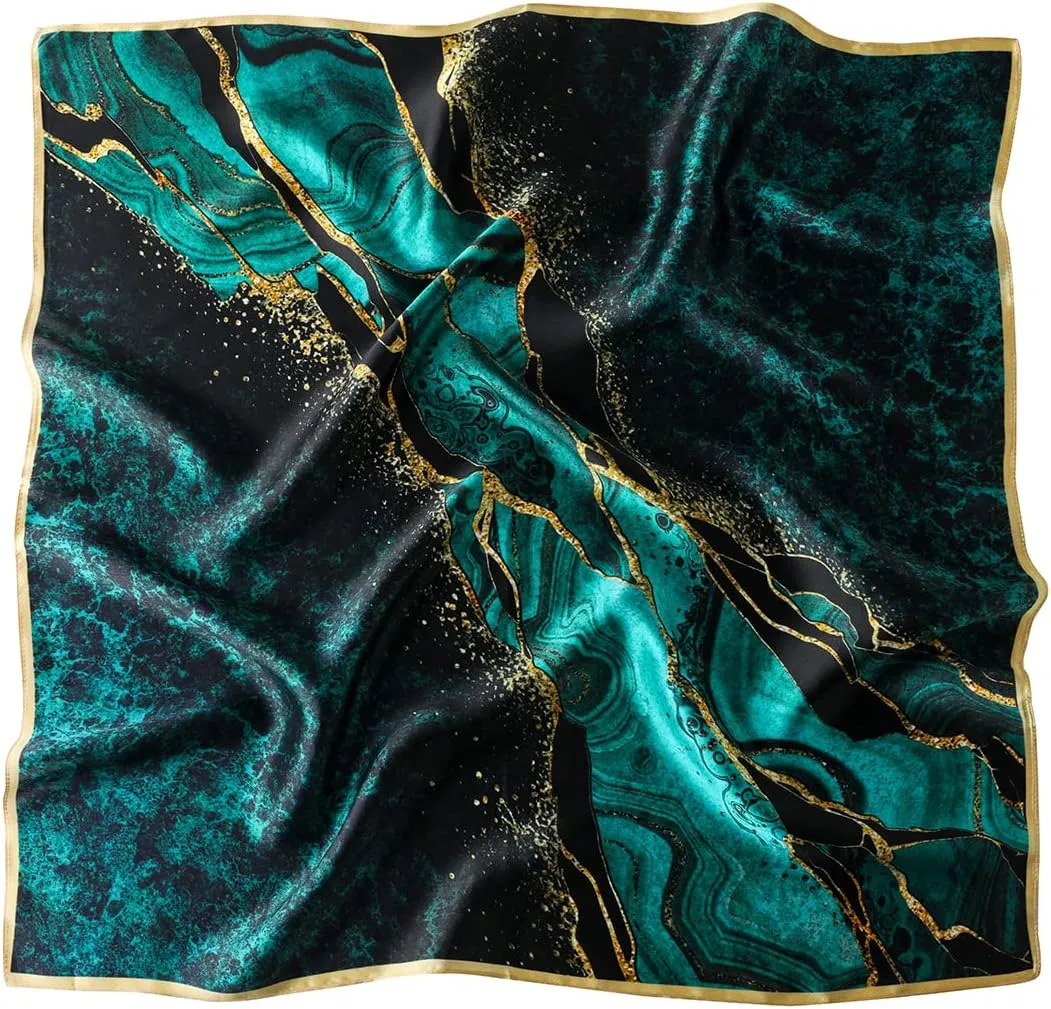 STARWHISPER 100% Pure Mulberry Silk Square Scarf-27''x27 Lightweight Hair Scarves Headscarf Night Sleeping with Gift Packed