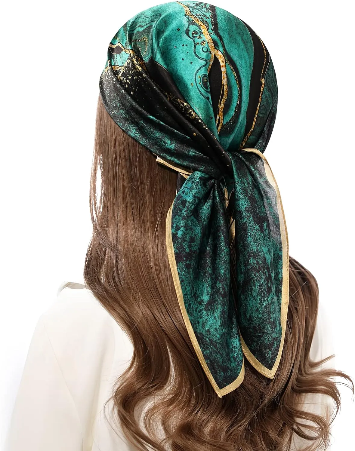 STARWHISPER 100% Pure Mulberry Silk Square Scarf-27''x27 Lightweight Hair Scarves Headscarf Night Sleeping with Gift Packed