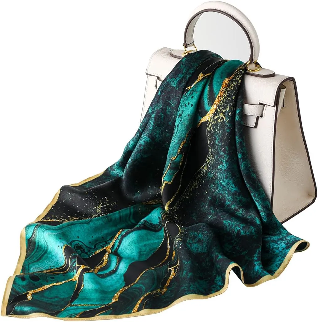 STARWHISPER 100% Pure Mulberry Silk Square Scarf-27''x27 Lightweight Hair Scarves Headscarf Night Sleeping with Gift Packed