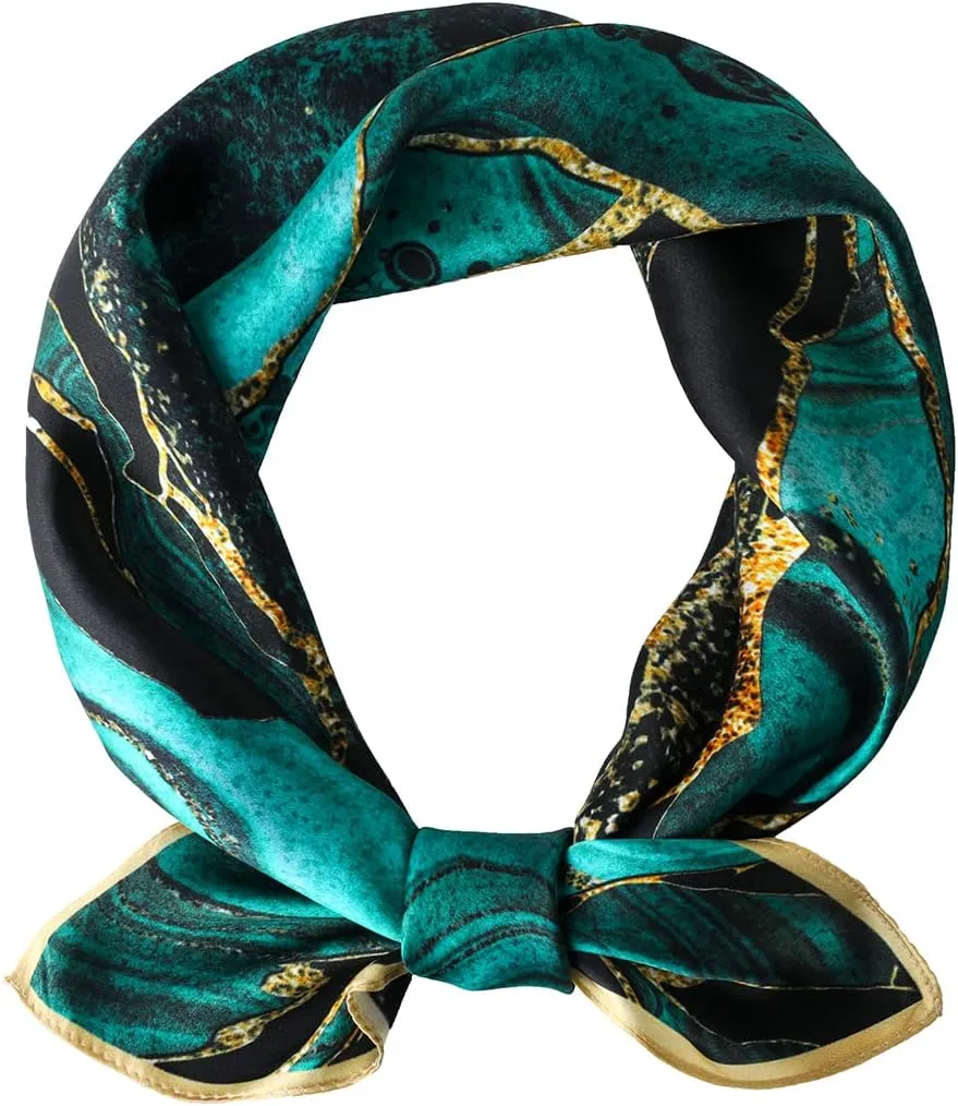 STARWHISPER 100% Pure Mulberry Silk Square Scarf-27''x27 Lightweight Hair Scarves Headscarf Night Sleeping with Gift Packed