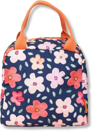 Steel Mill & Co Insulated Lunch Tote Bag for Women, Large Capacity Cooler Lunch Box, Cute Lunch Bag for Adults, Mini Cooler with Zipper Closure, Pockets, and Sturdy Handles (Navy Bold Floral)