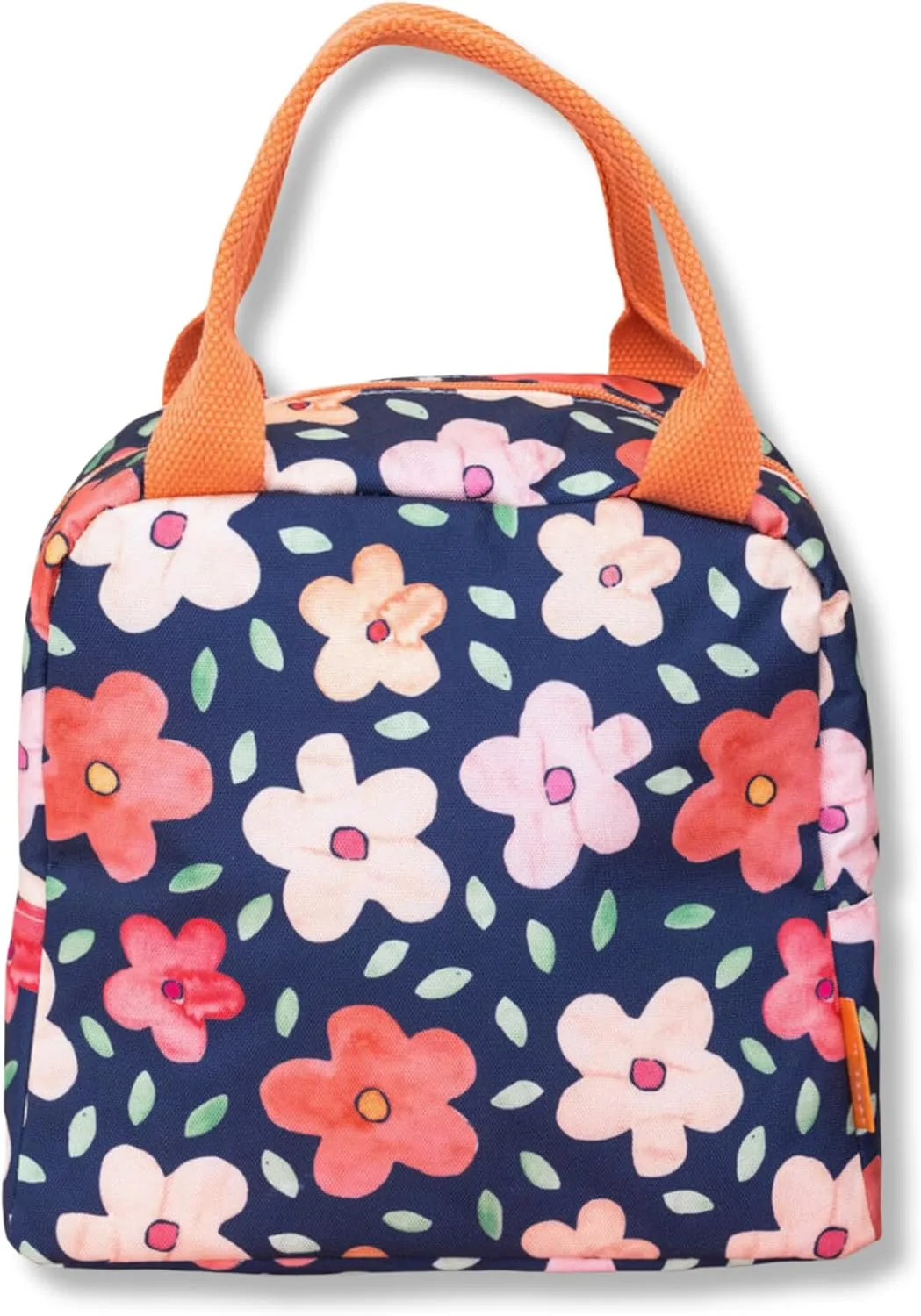 Steel Mill & Co Insulated Lunch Tote Bag for Women, Large Capacity Cooler Lunch Box, Cute Lunch Bag for Adults, Mini Cooler with Zipper Closure, Pockets, and Sturdy Handles (Navy Bold Floral)