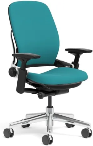 Steelcase Leap Task Chair: Polished Aluminum Base - 4D Adjustable Arms - No Headrest - Hard Floor Casters