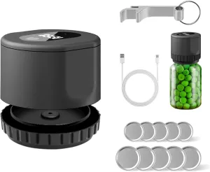 StellarSupplies Electric Mason Jar Vacuum Sealer Kit - Auto Stop for Wide and Regular Mouth Lids, Rechargeable for Canning and Food Storage