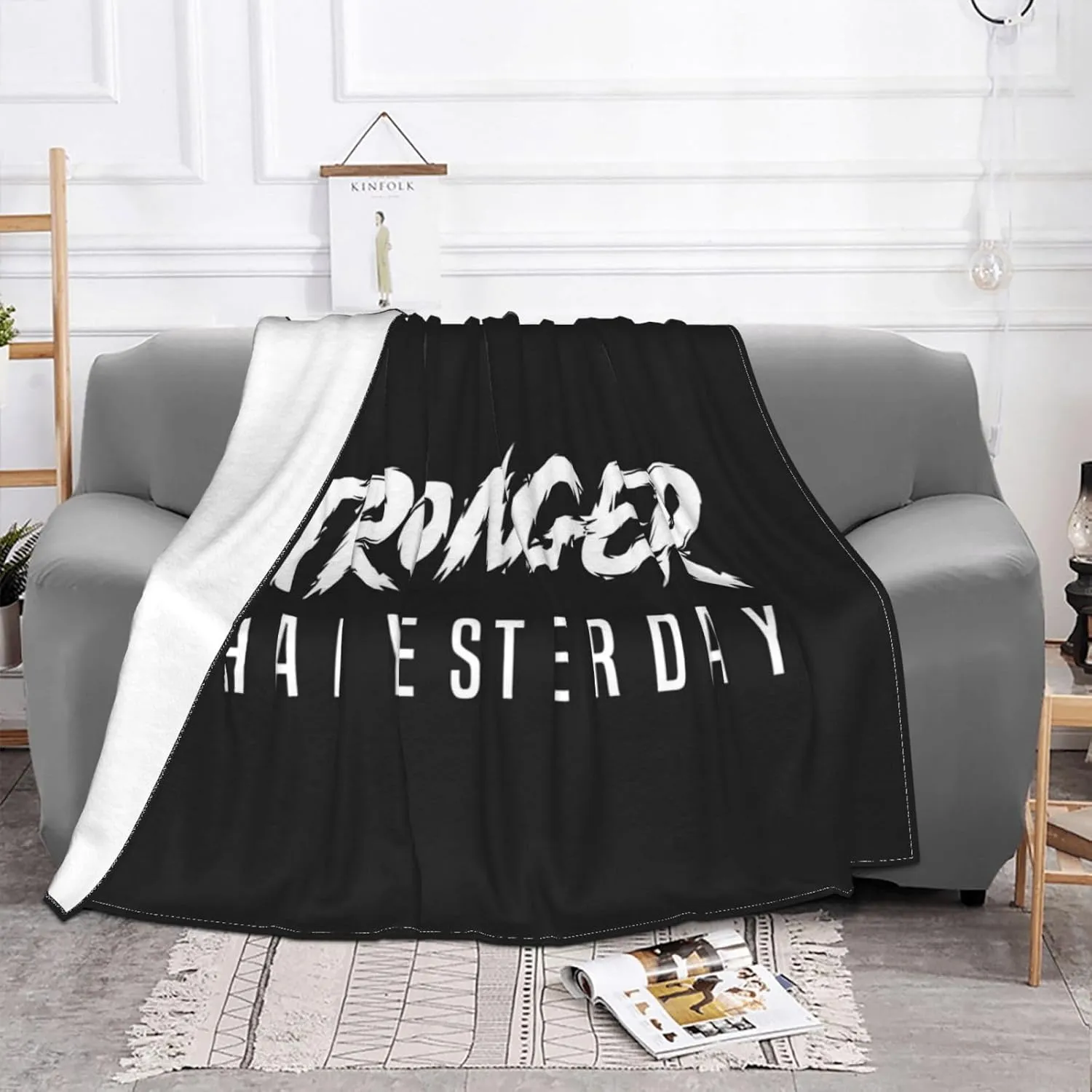 Stronger Than Yesterday - Bodybuilding 60"X50" Flannel Blanket - 100% Soft Polyester, Lightweight and Warm, Suitable for Families, Camping, Travel