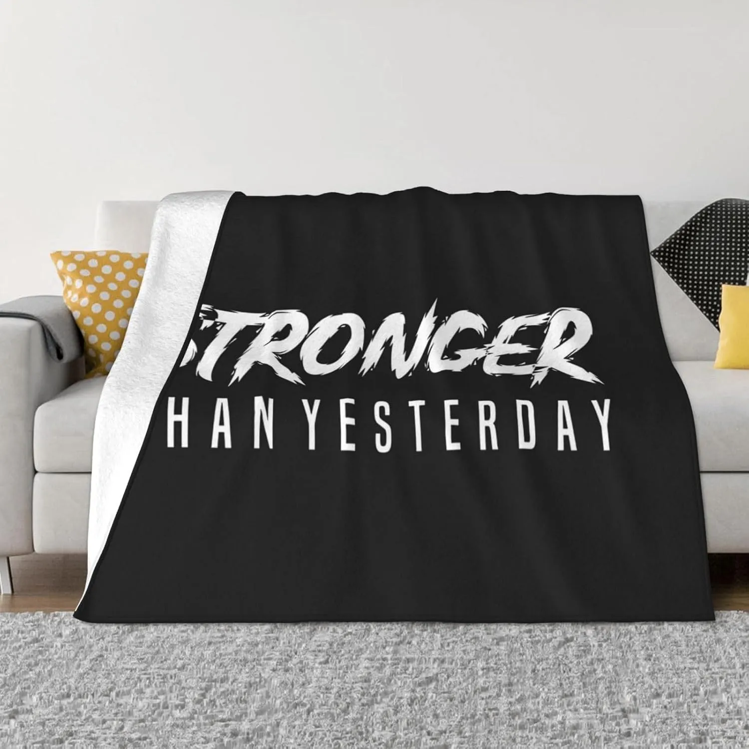 Stronger Than Yesterday - Bodybuilding 60"X50" Flannel Blanket - 100% Soft Polyester, Lightweight and Warm, Suitable for Families, Camping, Travel