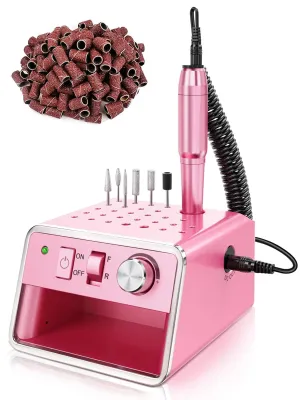 Subay Nail Drill Machine Electric File, Portable for Acrylic Gel Dip Powder Nails, Nail Drill Kit for Manicure Pedicure, Nail Set with Everything, Purple Pink