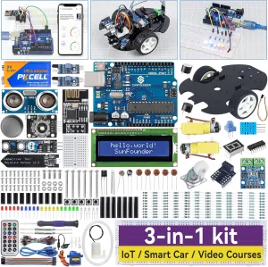 SunFounder Ultimate Starter Kit Compatible with Arduino UNO IDE Scratch, 3 in 1 IoT/Smart Car/Basic Kit with Online Tutorials, Video Courses, 192 Items, 87 Projects, Suitable for Age 8  Beginners