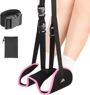 supregear Foot Hammock, Separated Packable Foot Hammock Airplane Footrest for Flight Office Home Travel Accessory Women Men, Adjustable Height and Comfortable (Pink)
