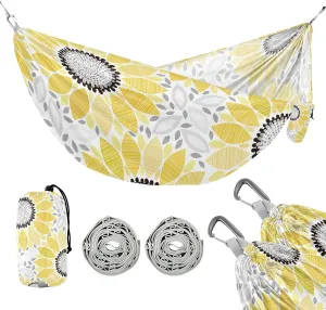susiyo Portable Camping Hammock Abstract Floral Sunflowers Printed Lightweight Hammock Comfortable Travel Swing with Tree Straps for Camping Hiking Backpacking Travel or Beach - Up to 330lbs