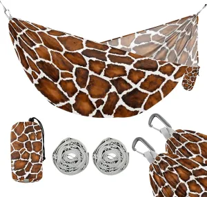 susiyo Portable Camping Hammock Animal Print Giraffe Printed Lightweight Hammock Comfortable Travel Swing with Tree Straps for Camping Hiking Backpacking Travel or Beach - Up to 330lbs