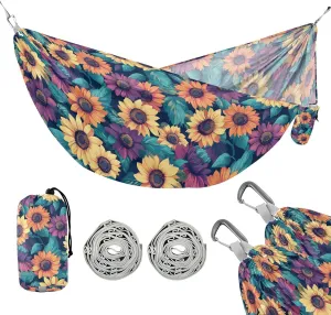 susiyo Portable Camping Hammock Colorful Sunflowers Printed Lightweight Hammock Comfortable Travel Swing with Tree Straps for Camping Hiking Backpacking Travel or Beach - Up to 330lbs