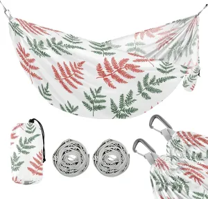 susiyo Portable Camping Hammock Fern Leaves Printed Lightweight Hammock Comfortable Travel Swing with Tree Straps for Camping Hiking Backpacking Travel or Beach - Up to 330lbs