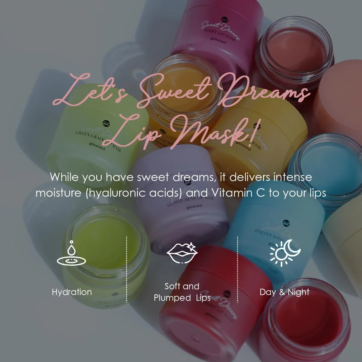 Sweet Dreams Overnight Lip Mask- Nourishing, Plumping and Hydrating Lip Balm | glowiest Sweet Dreams Lip Sleeping Mask | Hyaluronic Acids Vitamin C Shea Butter Antioxidants l Green Grape