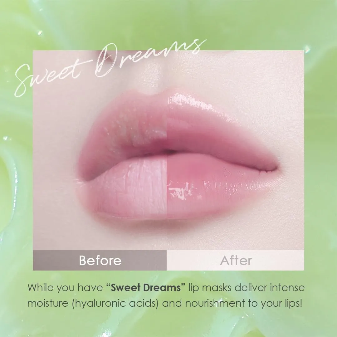 Sweet Dreams Overnight Lip Mask- Nourishing, Plumping and Hydrating Lip Balm | glowiest Sweet Dreams Lip Sleeping Mask | Hyaluronic Acids Vitamin C Shea Butter Antioxidants l Green Grape