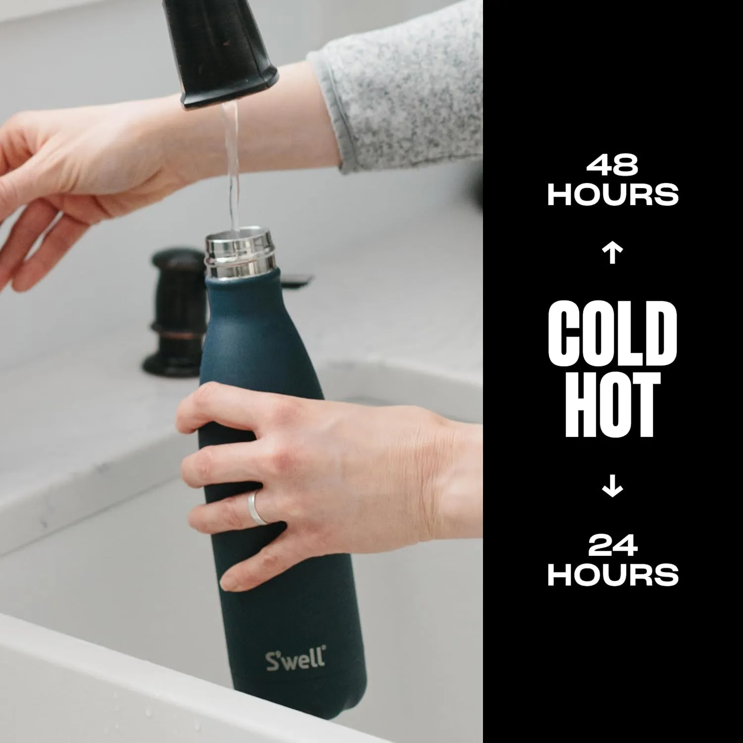 S'well Stainless Steel Water Bottle, 25oz, Azurite, Triple Layered Vacuum Insulated Containers Keeps Drinks Cold for 48 Hours and Hot for 24, BPA Free, Perfect for On the Go